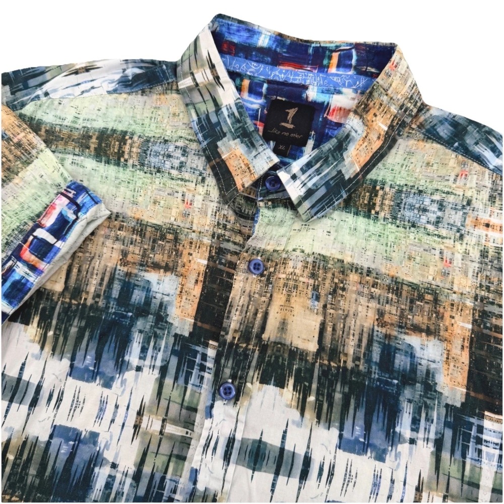 1 Like No Other Shirt Mens XL Multicolor Abstract Art Cotton Stretch Lightweight